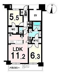 サンクレイドル東仙台プロメリア 2LDKの間取り