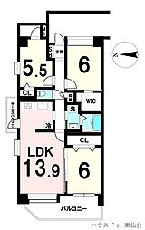 上杉三丁目シティハウス 3LDKの間取図画像