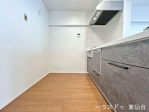 キッチンスペースは広々としてお好みでカップボードや大型冷蔵庫も置けそうです♪