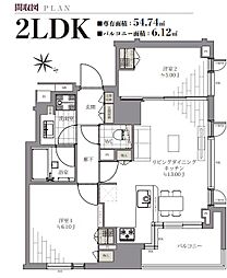 シティハウス勝どきステーションコート 2LDKの間取図画像