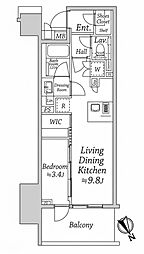 PROUD五反田 1LDKの間取図画像