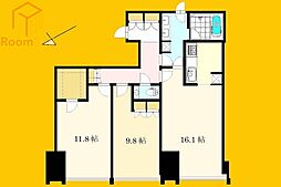 東京メトロ丸ノ内線 西新宿駅 徒歩4分の賃貸マンション 16階2LDKの間取り