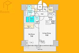 東京メトロ東西線 落合駅 徒歩8分の賃貸マンション 9階1LDKの間取り