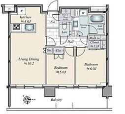 ローレルアイ白金 2LDKの間取図画像