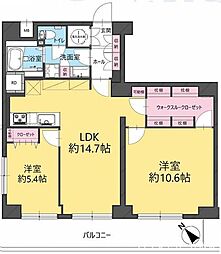 佃スカイハイツ 2LDKの間取図画像