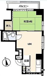 クレール島津山 1LDKの間取図画像