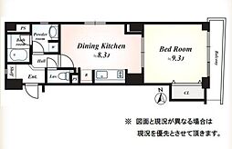 サン麻布十番 1LDKの間取図画像
