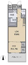 プレサンスロジェ天王寺真田山公園 1LDKの間取図画像
