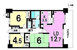 ルイシャトレ稲西 3LDKの間取図画像