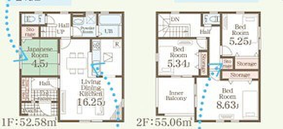 〜使い勝手の良い4ＬＤＫプラン〜 ・シンプルで使い勝手が良く、人気の高い4ＬＤＫのプランを採用。 ・収納もしっかりございますので、お家の中がスッキリと片付きます。 