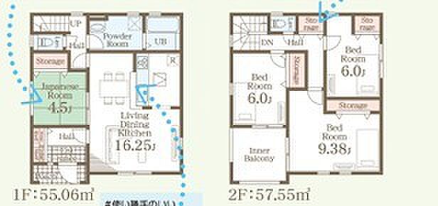 〜使い勝手の良い4ＬＤＫプラン〜 ・シンプルで使い勝手が良く、人気の高い4ＬＤＫのプランを採用。 ・収納もしっかりございますので、お家の中がスッキリと片付きます。 