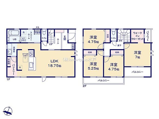 〜使い勝手の良い4ＬＤＫプラン〜 ・シンプルで使い勝手が良く、人気の高い4ＬＤＫのプランを採用。 ・収納もしっかりございますので、お家の中がスッキリと片付きます。 