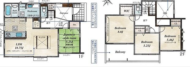 〜収納豊富なプランを採用〜 ・ウォークインクローゼットなど収納豊富なプランを採用。家の中がスッキリと片付きます。 ・今のお住まいと収納力をぜひ比較してみてください。 