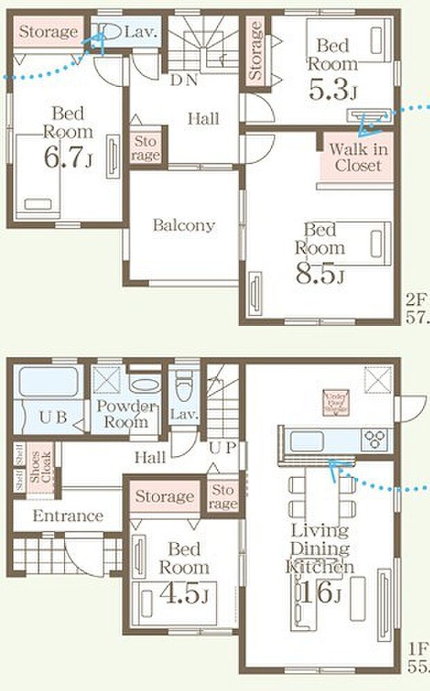 ~収納豊富なプランを採用~ ・ウォークインクローゼット、シューズインクロークなど収納豊富なプランを採用。 ・今のお住まいと収納力をぜひ比較してみてください。