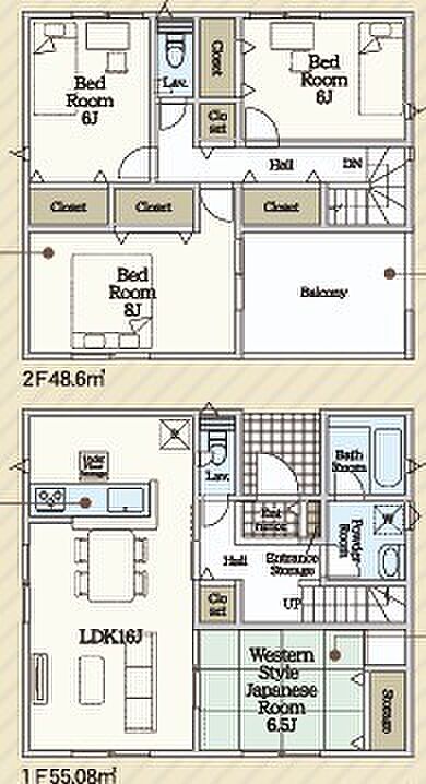 ~使い勝手の良い4LDKプラン~ ・シンプルで使い勝手が良く、人気の高い4LDKのプランを採用。 ・収納もしっかりございますので、お家の中がスッキリと片付きます。