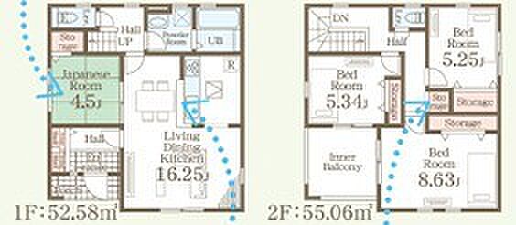 〜「納戸」のあるプランを採用〜 ・納戸があるので季節物や趣味の道具、普段使わないものなど様々なものがスッキリと片付きます。 ・収納力があるのでタンスなどを置いて部屋が狭くならずに済みます。 