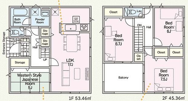 ～全室2面採光の間取り～ ・全室2面採光なので穏やかな陽の入る陽当り良好な仕様。 ・明るい空間でくつろぎのお時間をお過ごしいただけます。 