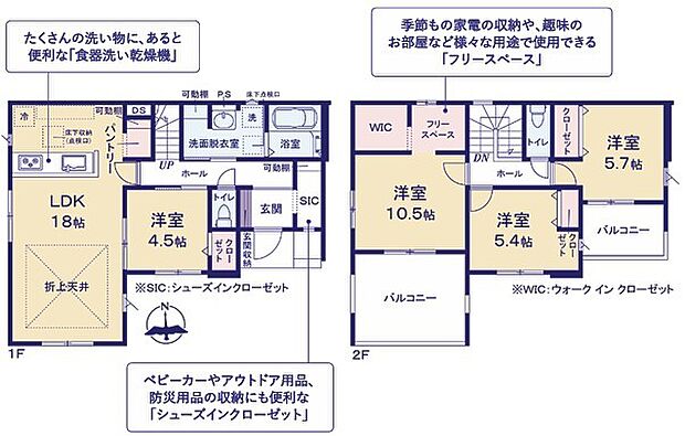 〜収納豊富なプランを採用〜 ・ウォークインクローゼット、シューズインクロークなど収納豊富なプランを採用。 ・今のお住まいと収納力をぜひ比較してみてください。