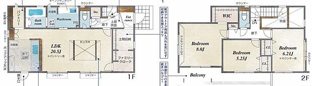 ～収納豊富なプランを採用～ ・ウォークインクローゼット、土間収納、パントリーなど収納豊富なプランを採用。 ・今のお住まいと収納力をぜひ比較してみてください。 