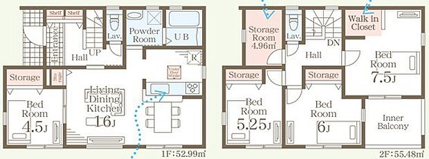 ～水周り集中プランを採用～ ・キッチン・洗面など水回りを集中させることで家事のしやすい間取。 ・日々の事なので家事導線もご見学の際にぜひチェックしてみてください。 