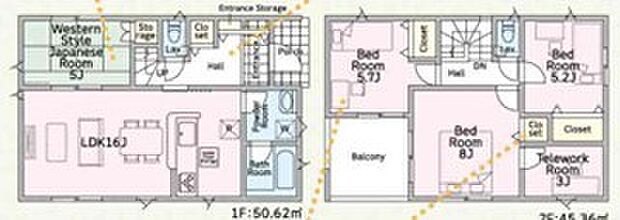 ~水周り集中プランを採用~ ・キッチン・洗面など水回りを集中させることで家事のしやすい間取。 ・日々の事なので家事導線もご見学の際にぜひチェックしてみてください。