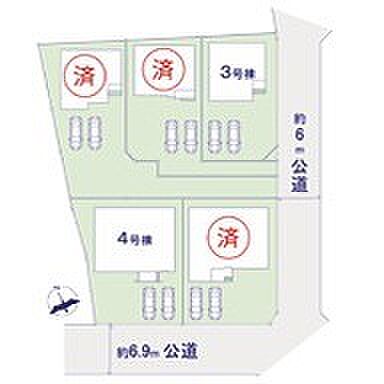 ～南庭で陽当りも良好な区画～ ・南側にお庭を設ける事で将来に亘って陽当りを確保したプラン。 ・ガーデニングなどもお楽しみいただけます。人工芝、ウッドデッキなどオプションもお任せください。 