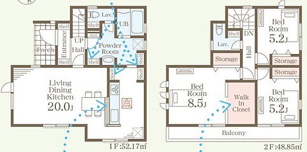 ~水周り集中プランを採用~ ・キッチン・洗面など水回りを集中させることで家事のしやすい間取。 ・日々の事なので家事導線もご見学の際にぜひチェックしてみてください。
