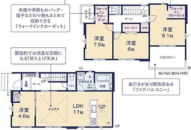 ～水周り集中プランを採用～ ・キッチン・洗面など水回りを集中させることで家事のしやすい間取。 ・日々の事なので家事導線もご見学の際にぜひチェックしてみてください。 