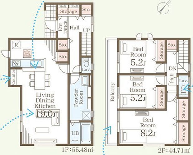 ~無駄のない3LDKプランを採用~ ・最も数の多い4LDKでは意外と部屋を持て余してしまう方に人気の3LDKを採用。 ・DINKS世帯の方、お子様が独立されたご夫婦にも人気の間取りです。