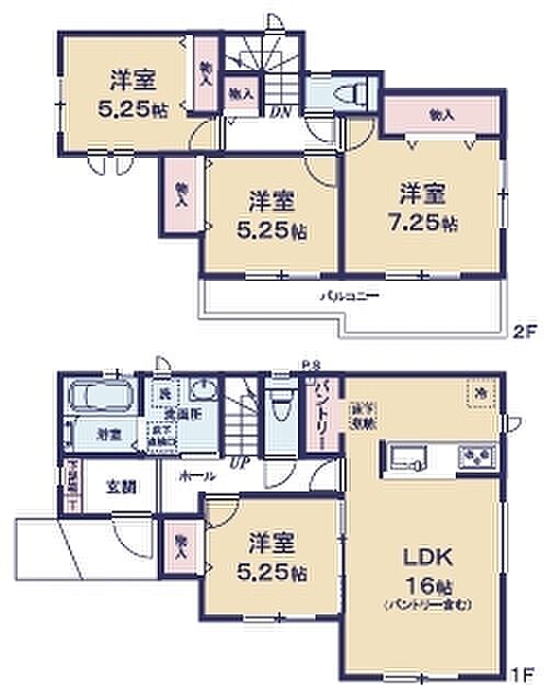 ~使い勝手の良い4LDKプラン~ ・シンプルで使い勝手が良く、人気の高い4LDKのプランを採用。 ・収納もしっかりございますので、お家の中がスッキリと片付きます。