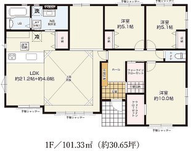 ~無駄のない3LDKプランを採用~ ・最も数の多い4LDKでは意外と部屋を持て余してしまう方に人気の3LDKを採用。 ・DINKS世帯の方、お子様が独立されたご夫婦にも人気の間取りです。