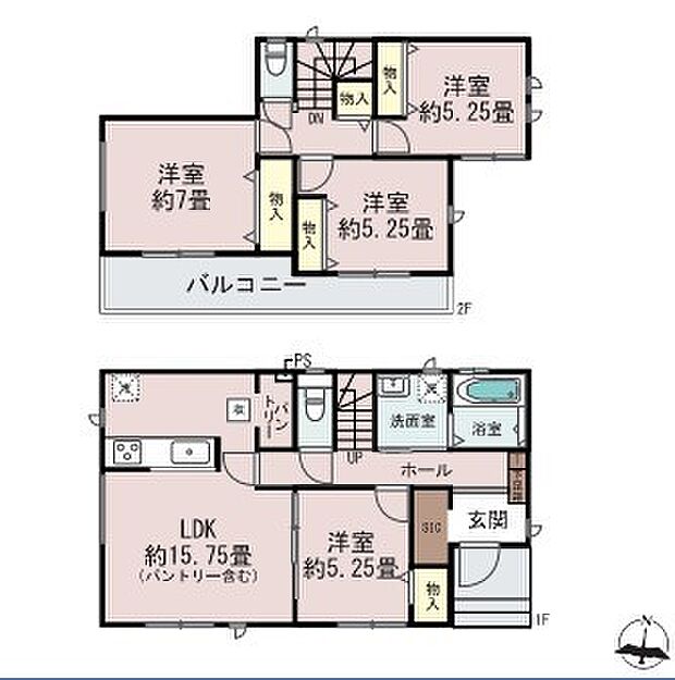 ~全居室南向きの間取り~ ・各居室が南向きなので穏やかな陽の入る陽当り良好な仕様。 ・明るい空間でくつろぎのお時間をお過ごしいただけます。