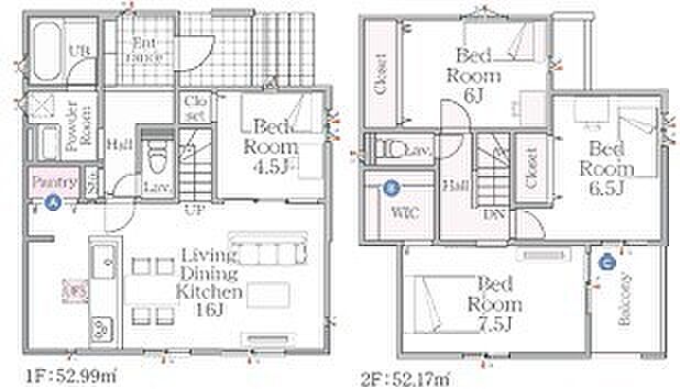 〜リビングイン階段を採用〜 ・リビングイン階段なので2階へ行く際、降りる際に必ずリビングを通る「ご家族の顔が見える」仕様。 ・家族の距離が近づく間取となっております。