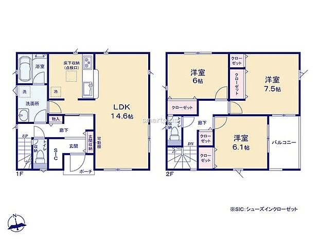 〜収納豊富なプランを採用〜 ・シューズインクローゼットなど収納豊富なプランを採用。家の中がスッキリと片付きます。 ・今のお住まいと収納力をぜひ比較してみてください。