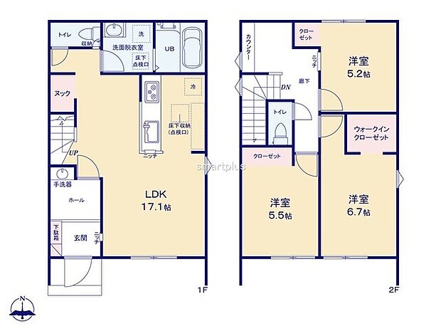 〜リビングイン階段を採用〜 ・リビングイン階段なので2階へ行く際、降りる際に必ずリビングを通る「ご家族の顔が見える」仕様。 ・家族の距離が近づく間取となっております。