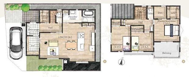 〜全居室南向きの間取り〜 ・各居室が南向きなので穏やかな陽の入る陽当り良好な仕様。 ・明るい空間でくつろぎのお時間をお過ごしいただけます。