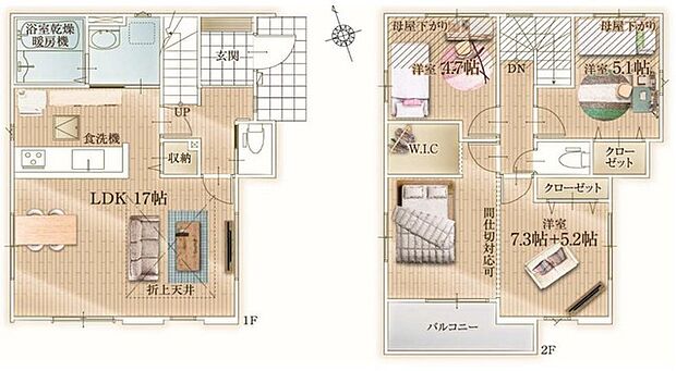 ~水周り集中プランを採用~ ・キッチン・洗面など水回りを集中させることで家事のしやすい間取。 ・日々の事なので家事導線もご見学の際にぜひチェックしてみてください。