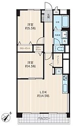 柏グリーンハイホーム 2LDKの間取図画像