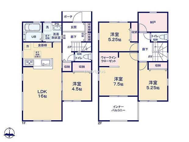 ～水回り集中プランを採用～ ・キッチン・洗面など水回りを集中させることで家事のしやすい間取。 ・日々の事なので家事導線もご見学の際にぜひチェックしてみてください。 