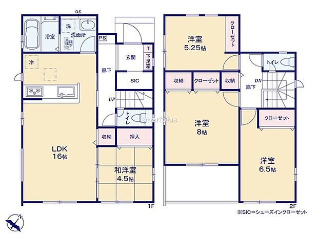 〜リビングイン階段を採用〜 ・リビングイン階段なので2階へ行く際、降りる際に必ずリビングを通る「ご家族の顔が見える」仕様。 ・家族の距離が近づく間取となっております。