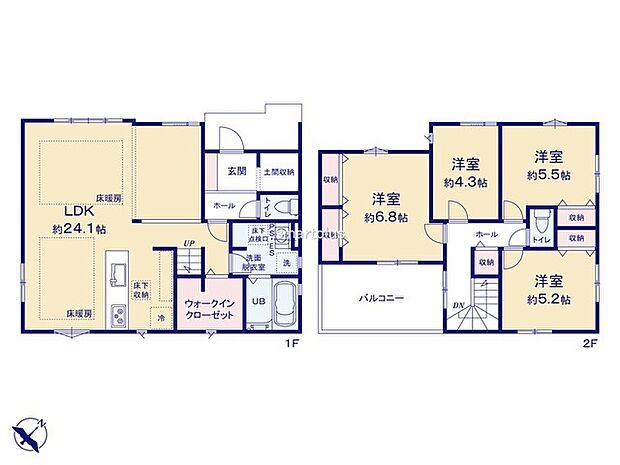 ～広々したＬＤＫを設けたプラン～ ・ＬＤＫは何と24.1帖。ご家族で過ごす空間だからこそ、余裕のある広さでお過ごしくださいませ。 ・ご内覧の際は家具の配置などもイメージしてみてくださいね。