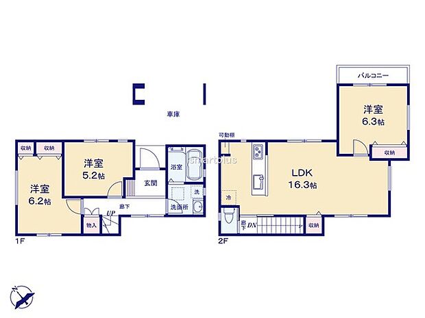 〜無駄のない3LDKプランを採用〜 ・部屋数の多い4LDKでは意外と部屋を持て余してしまう方に人気の3LDKを採用。 ・DINKS世帯の方、お子様が独立されたご夫婦にも人気の間取りです。