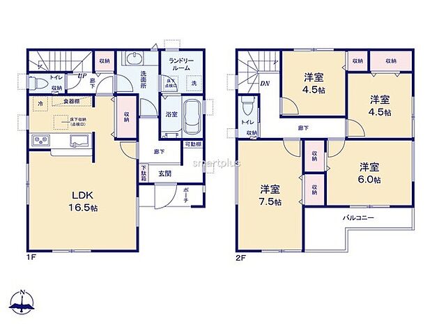~使い勝手の良い4LDKプラン~ ・シンプルで使い勝手が良く、人気の高い4LDKのプランを採用。 ・収納もしっかりございますので、お家の中がスッキリと片付きます。