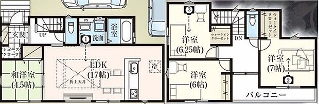 使い勝手の良い4LDKプラン~ ・シンプルで使い勝手が良く、人気の高い4LDKのプランを採用。 ・収納もしっかりございますので、お家の中がスッキリと片付きます。