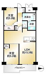 ネオコーポ太秦 2LDKの間取り
