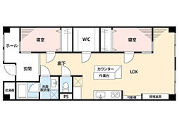 ハイツ白川 2LDKの間取図画像