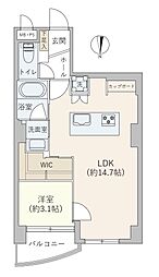 ルモン広尾 1LDKの間取図画像