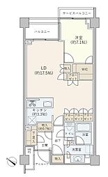 プラウド神楽坂ヒルトップ 1LDKの間取り