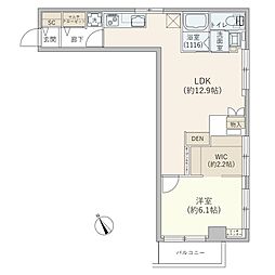 セブンスターマンション西五反田 1LDKの間取図画像