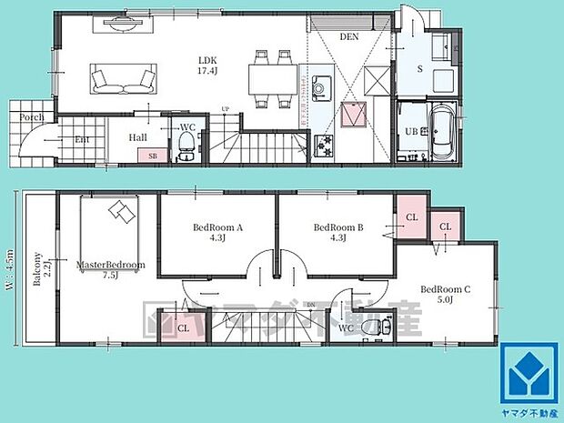 4LDK、土地面積105.01平米、建物面積90.66平米、木造2階建。2025年7月完成済。